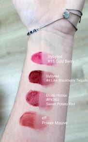 Swatches and review of 4 lip staining products (lilyred & Etude House VS e.l.f.)