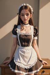 A cute girl in a maid outfit.