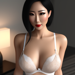 slutty asian milf  wearing lingerie  Hyperrealistic 